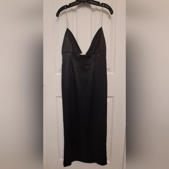 Zara  Black Satin Dress - NWOT - Picture 8 of 14